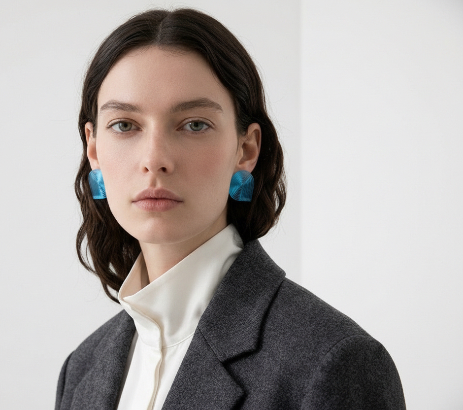 Translucent blue earrings linear Bauhaus Ideas by Miette