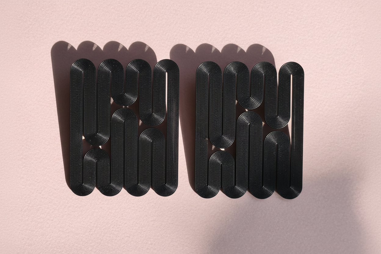 miette art earrings NENE linear black color light weight iridescent