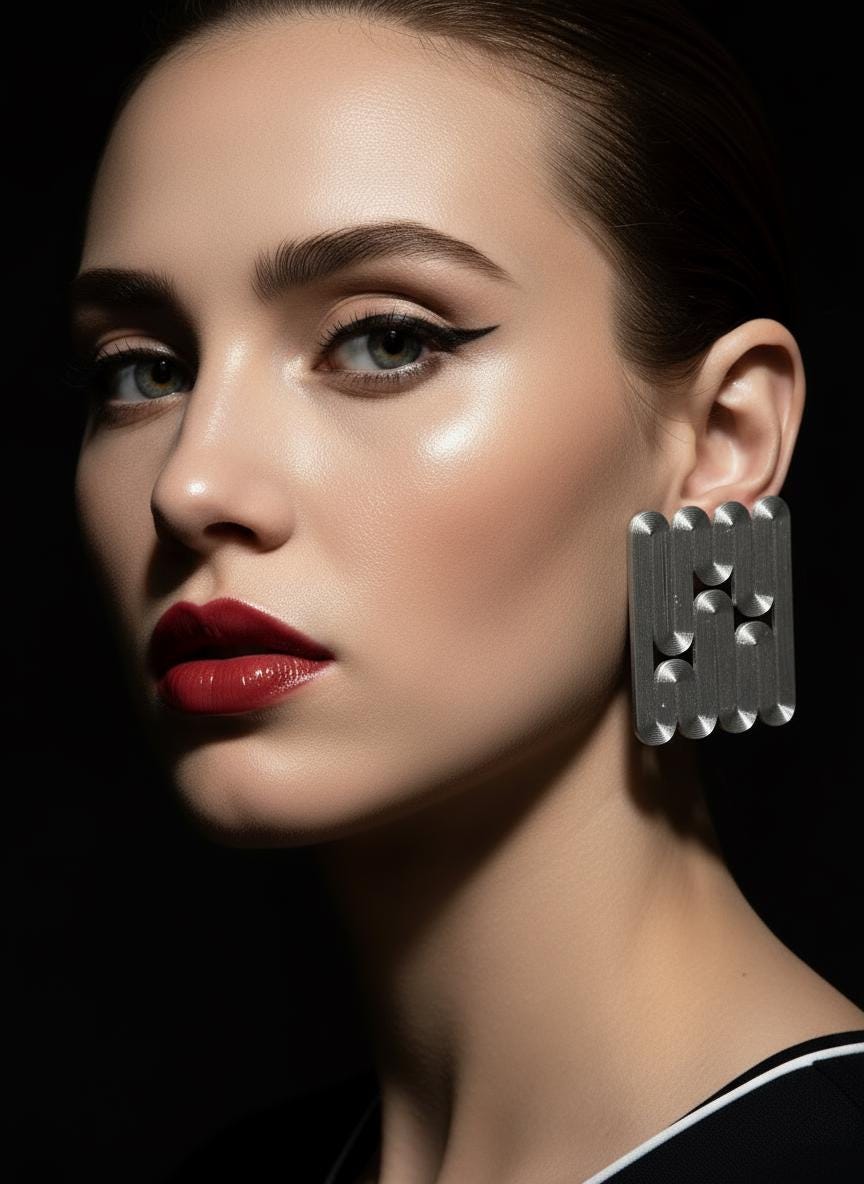 miette art earrings NENE linear silver color light weight iridescent