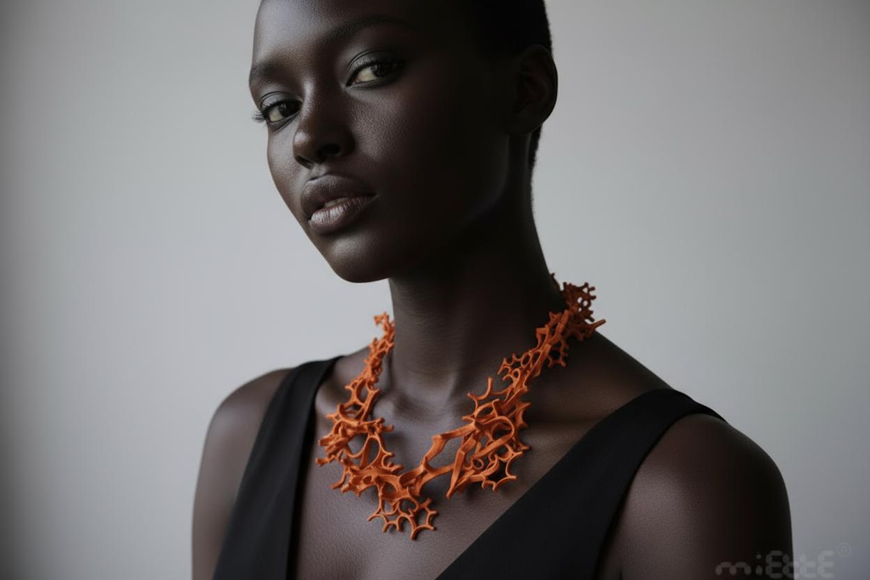 Collier Cuir « La Mousse» - handmade PLA bioplastic necklace - Miette jewelry