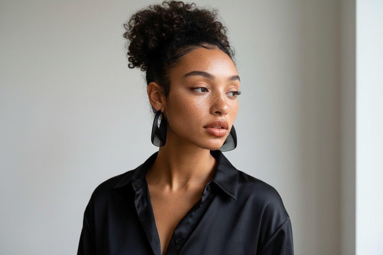 Grandes créoles dorées en bioplastique 