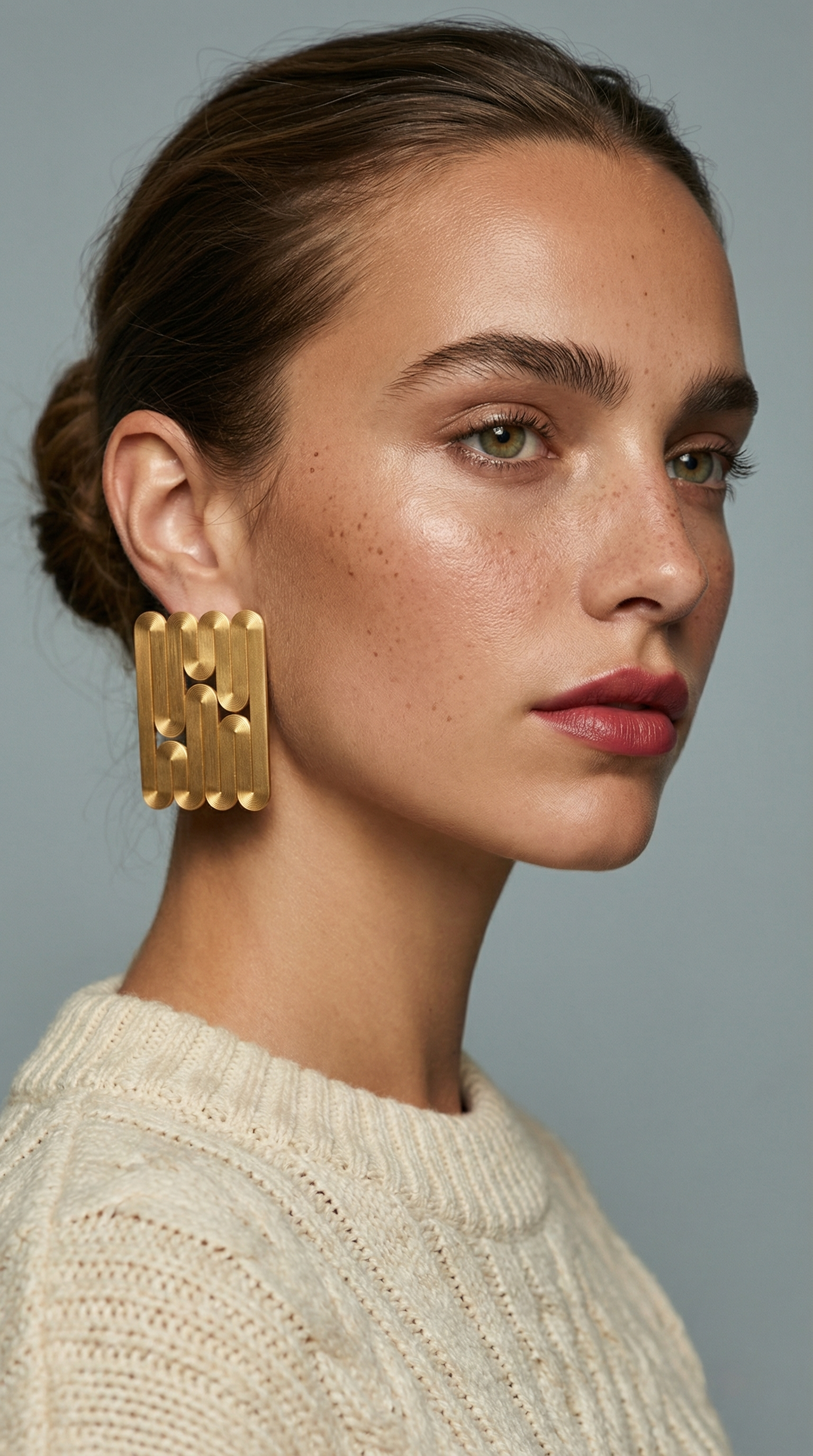 miette art earrings NENE linear gold color light weight iridescent