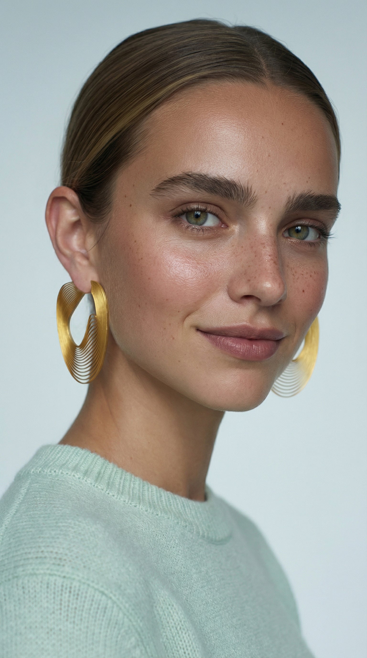 Gold eco-friendly optical art earrings for women