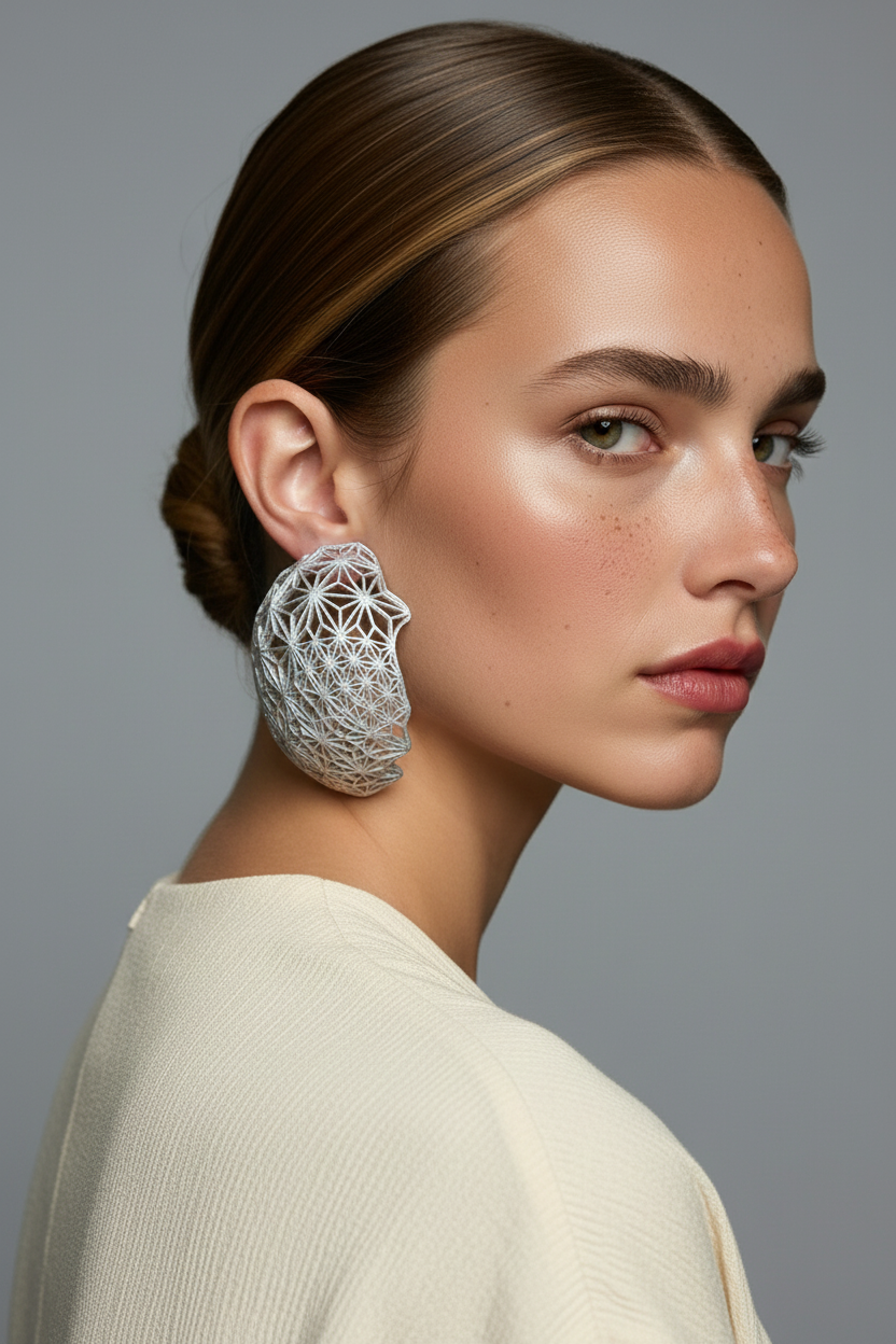 White big earrings Lightweight statement earrings