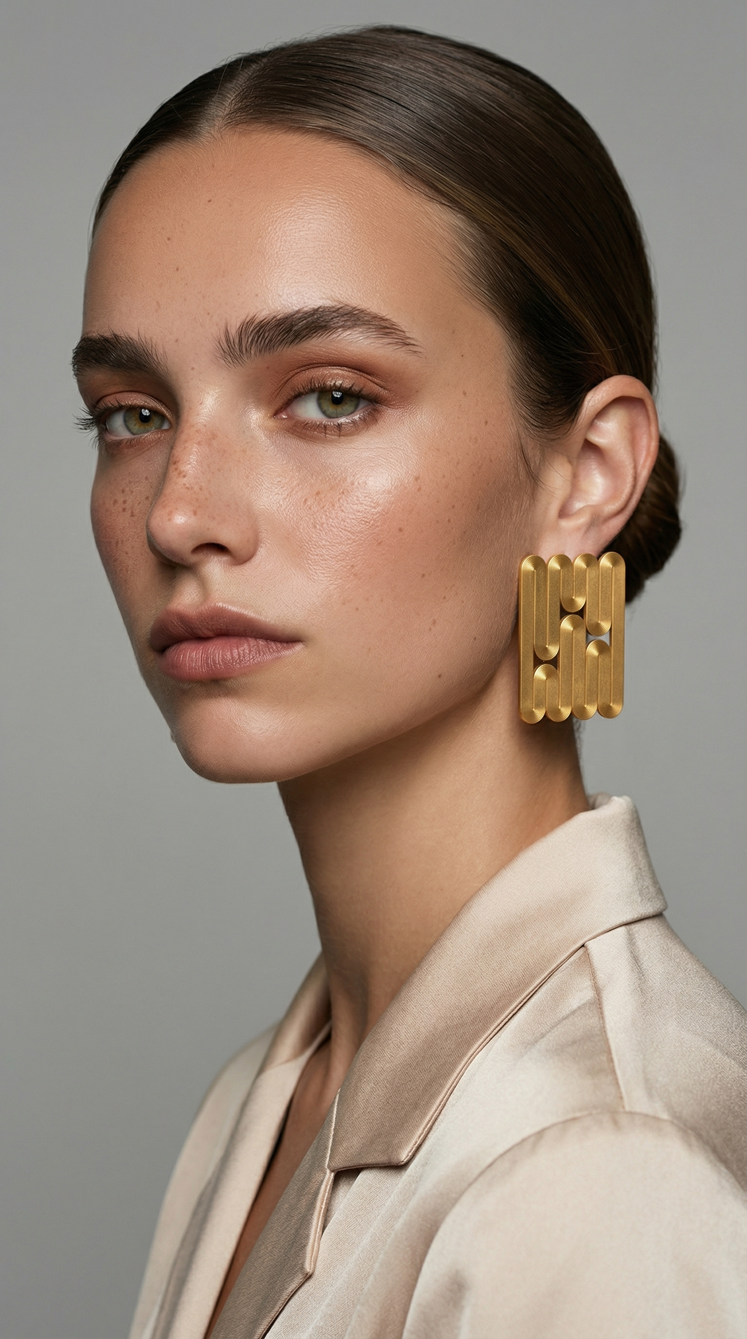 miette art earrings NENE linear gold color light weight iridescent