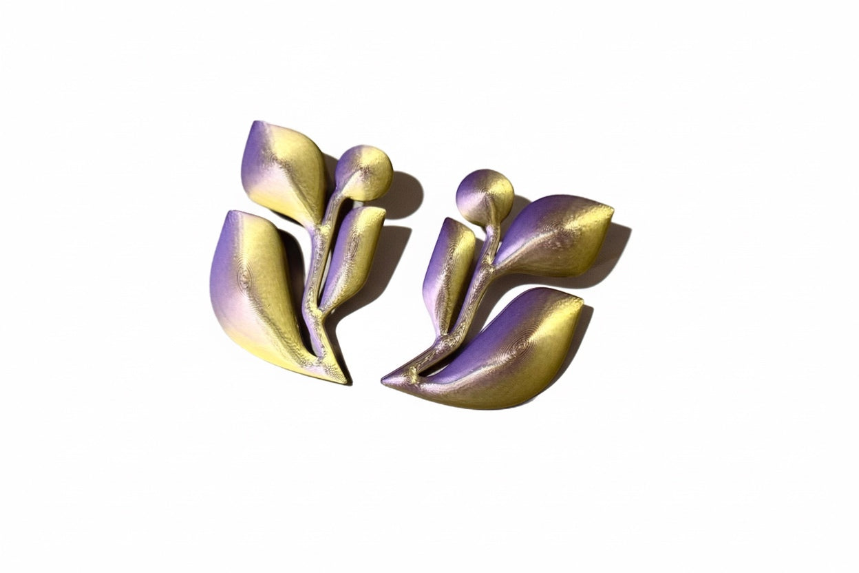 "Pivoine" Boucles série Matisse - handmade PLA bioplastic earrings - Miette jewelry