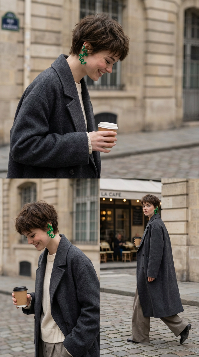 green earrings big lines