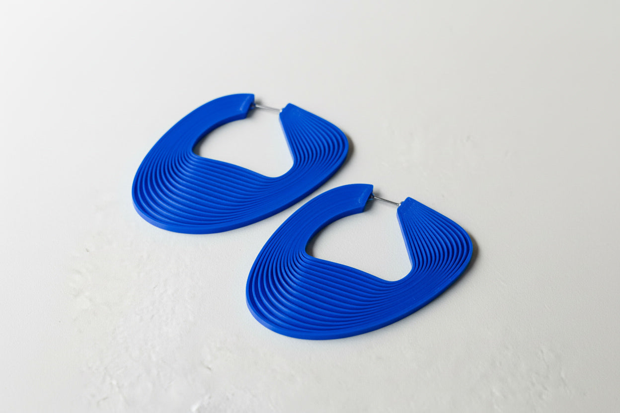 Blue art optique eco-friendly earrings