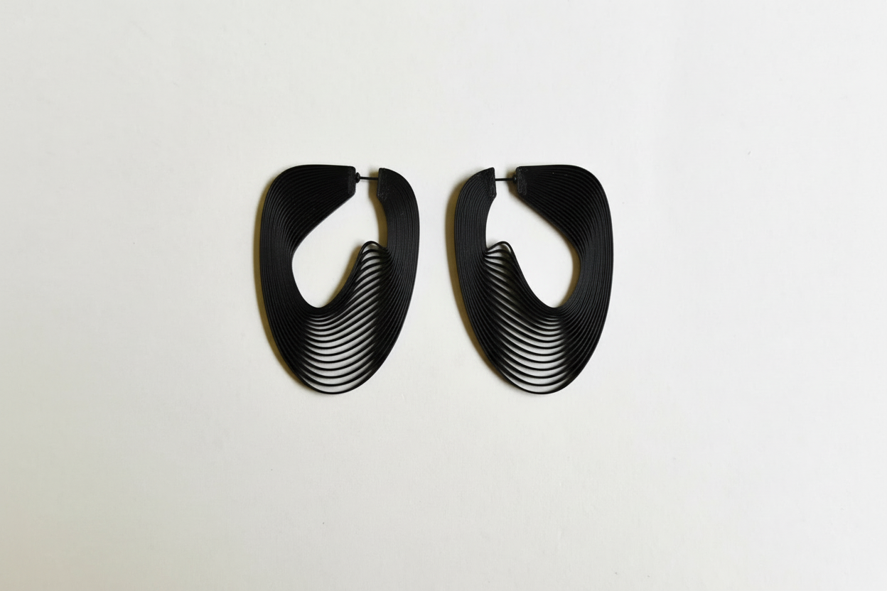 Black art optique eco-friendly earrings
