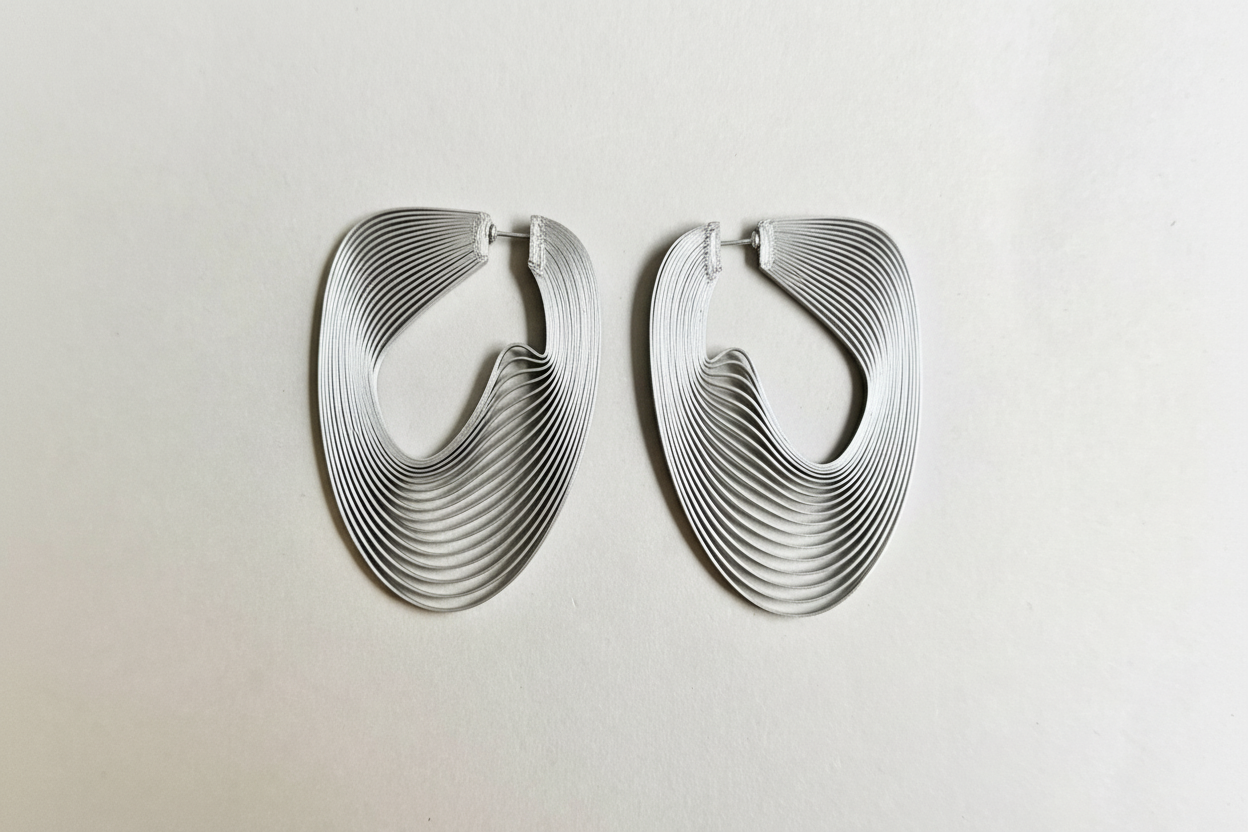 Silver art optique eco-friendly earrings