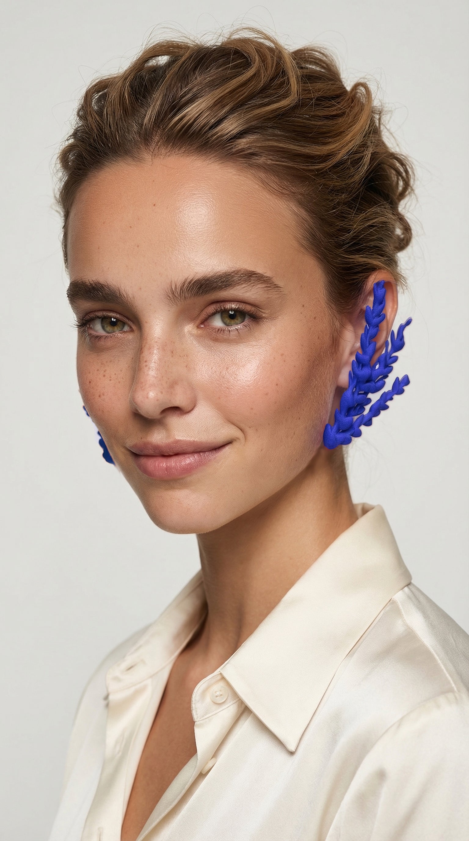 Blue large earrings flower shape- sustainable bioplastic jewelry - Miette