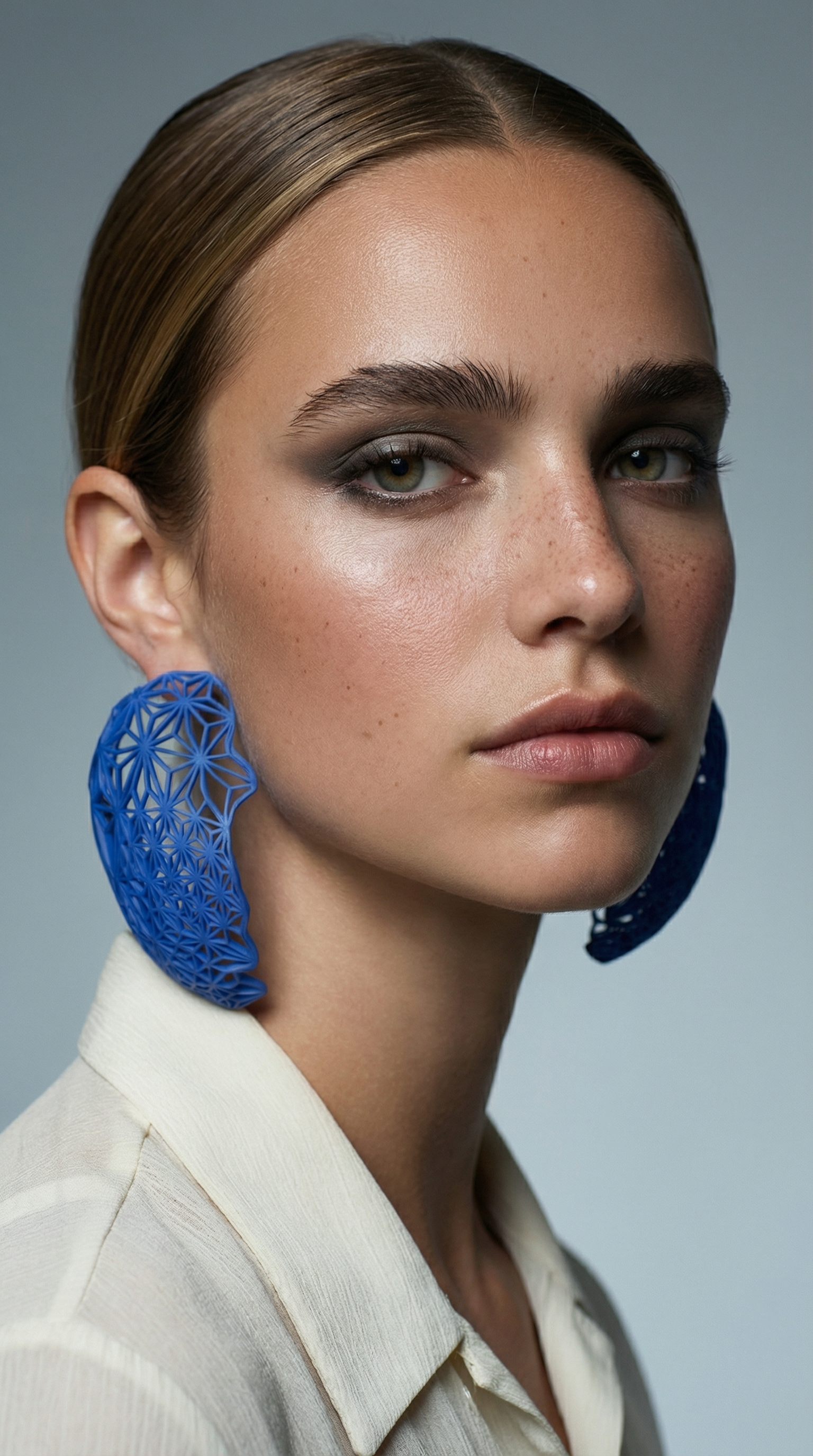 Lightweight statement earrings Lace jewelry blue