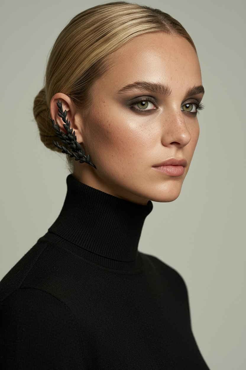 Black ear jewelry big size elegant and fashion - sustainable bioplastic jewelry - Miette
