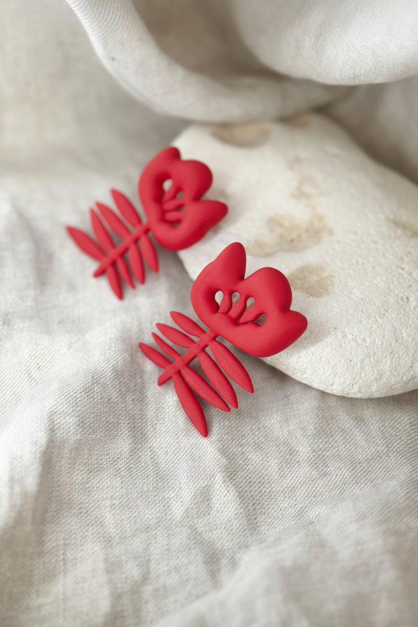 Les boucles Matisse Fleur rouge écarlates