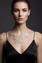 Collier Argent Spiro en cotton - handmade PLA bioplastic necklace - Miette jewelry
