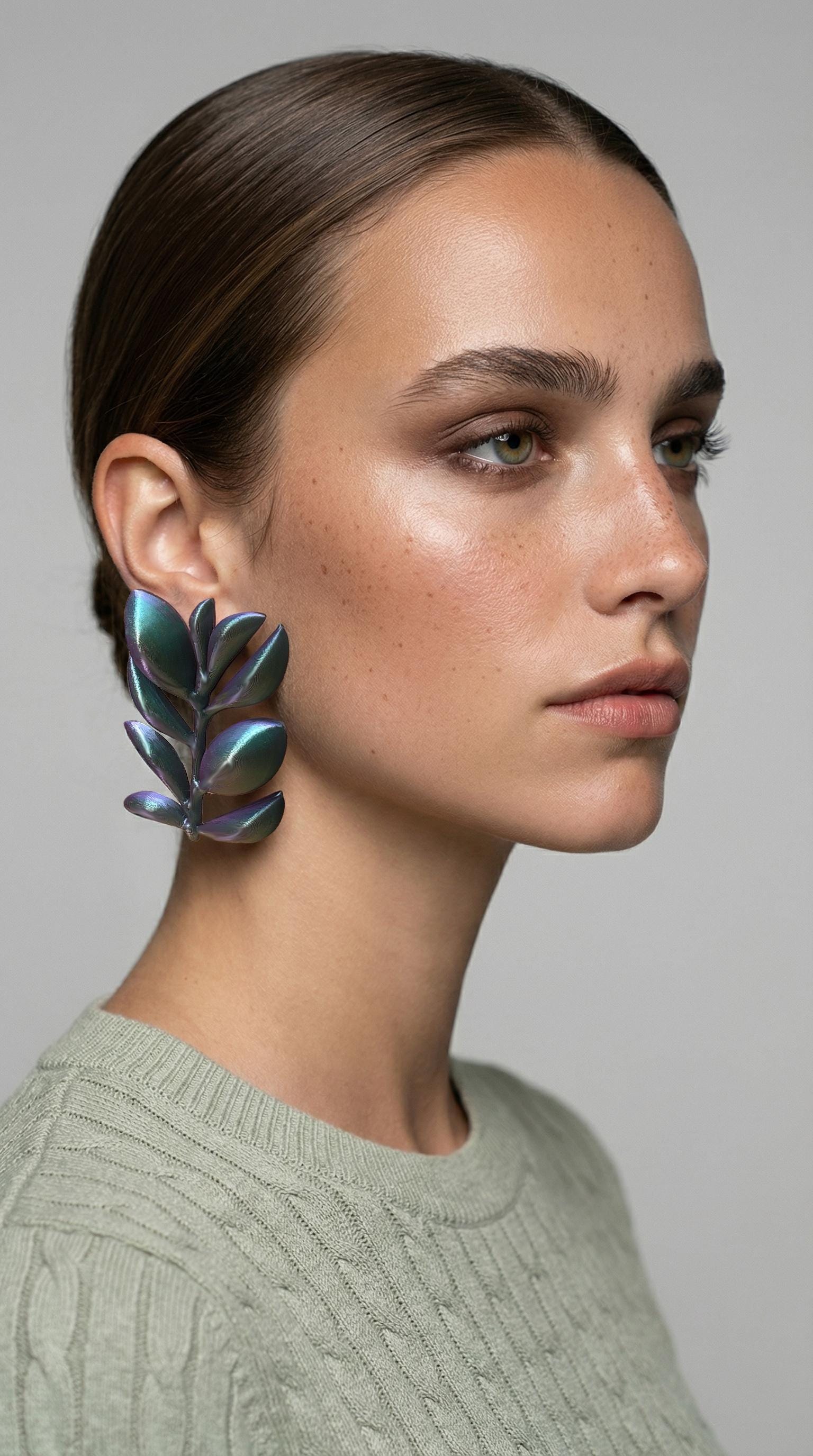 Boucles série Matisse "Ficus" - handmade PLA bioplastic earrings - Miette jewelry