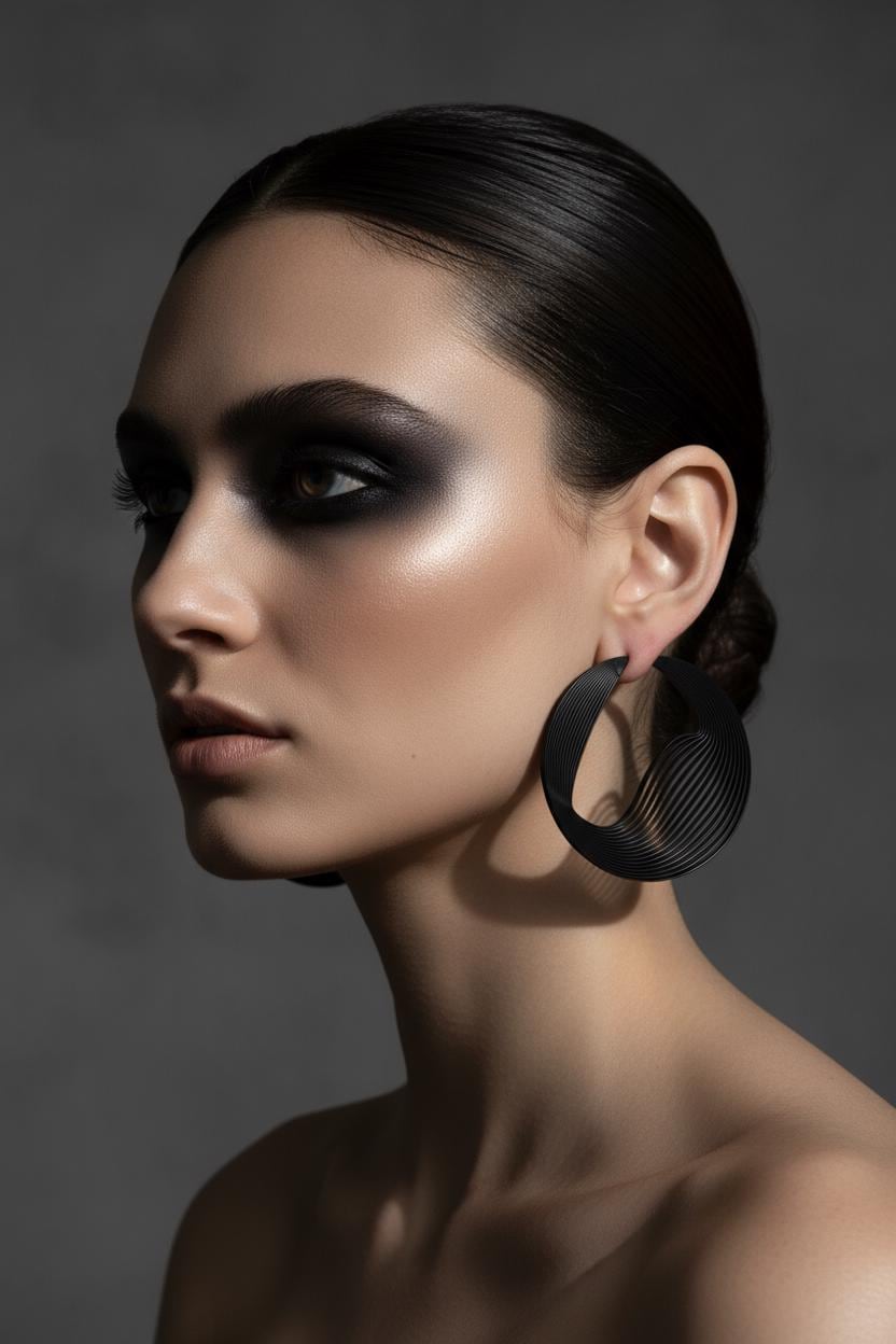 Créoles Les Pensées finition noir nuit