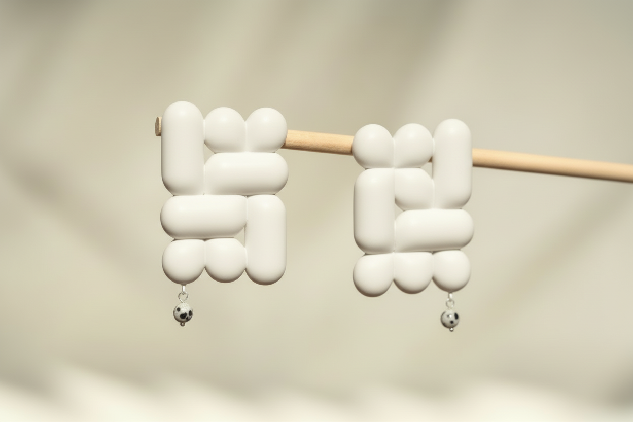 Boucles d'oreilles Brancusi Miette — édition limitée petite série atelier blanc