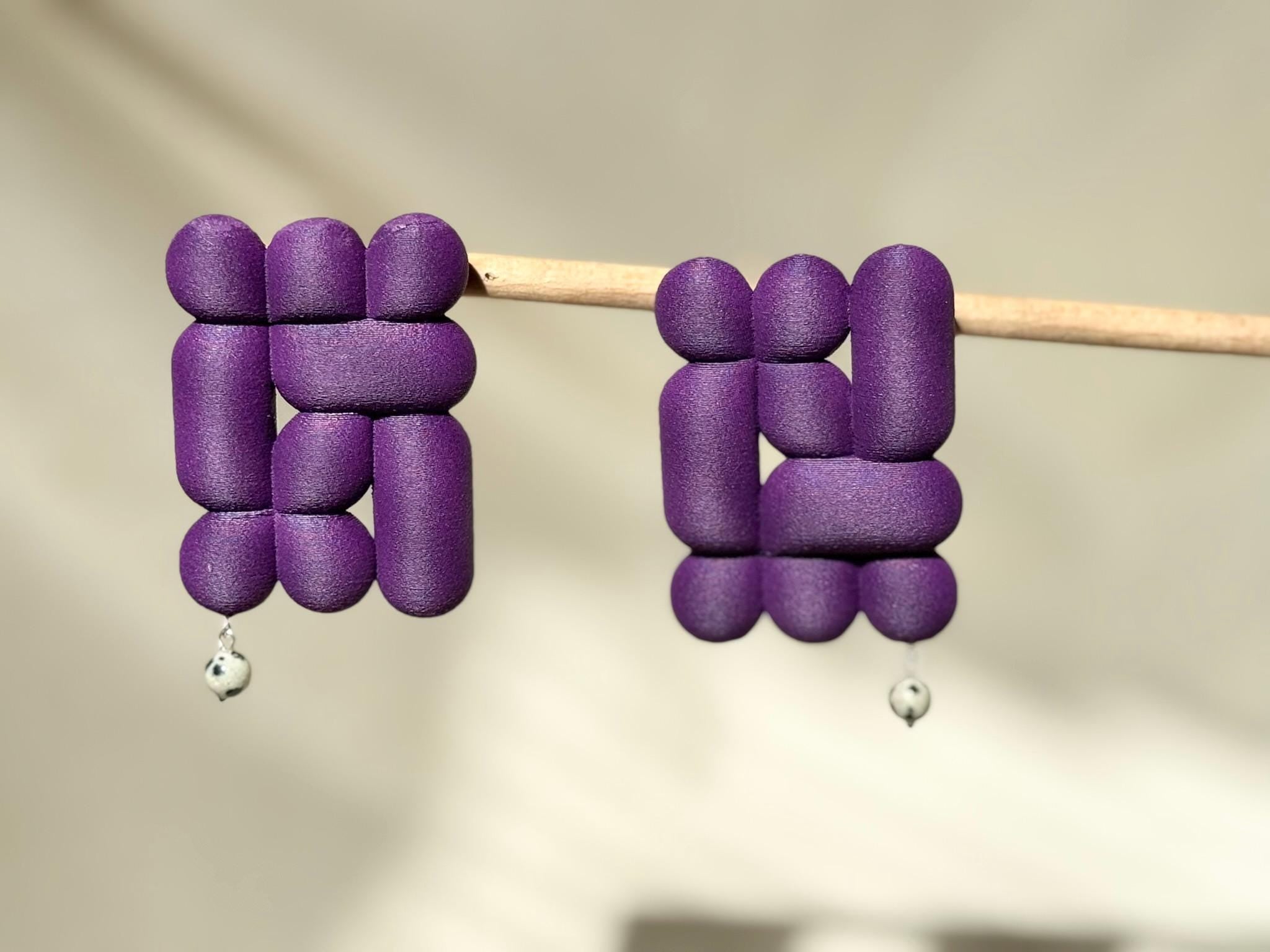 unique earrings violet with precios stones