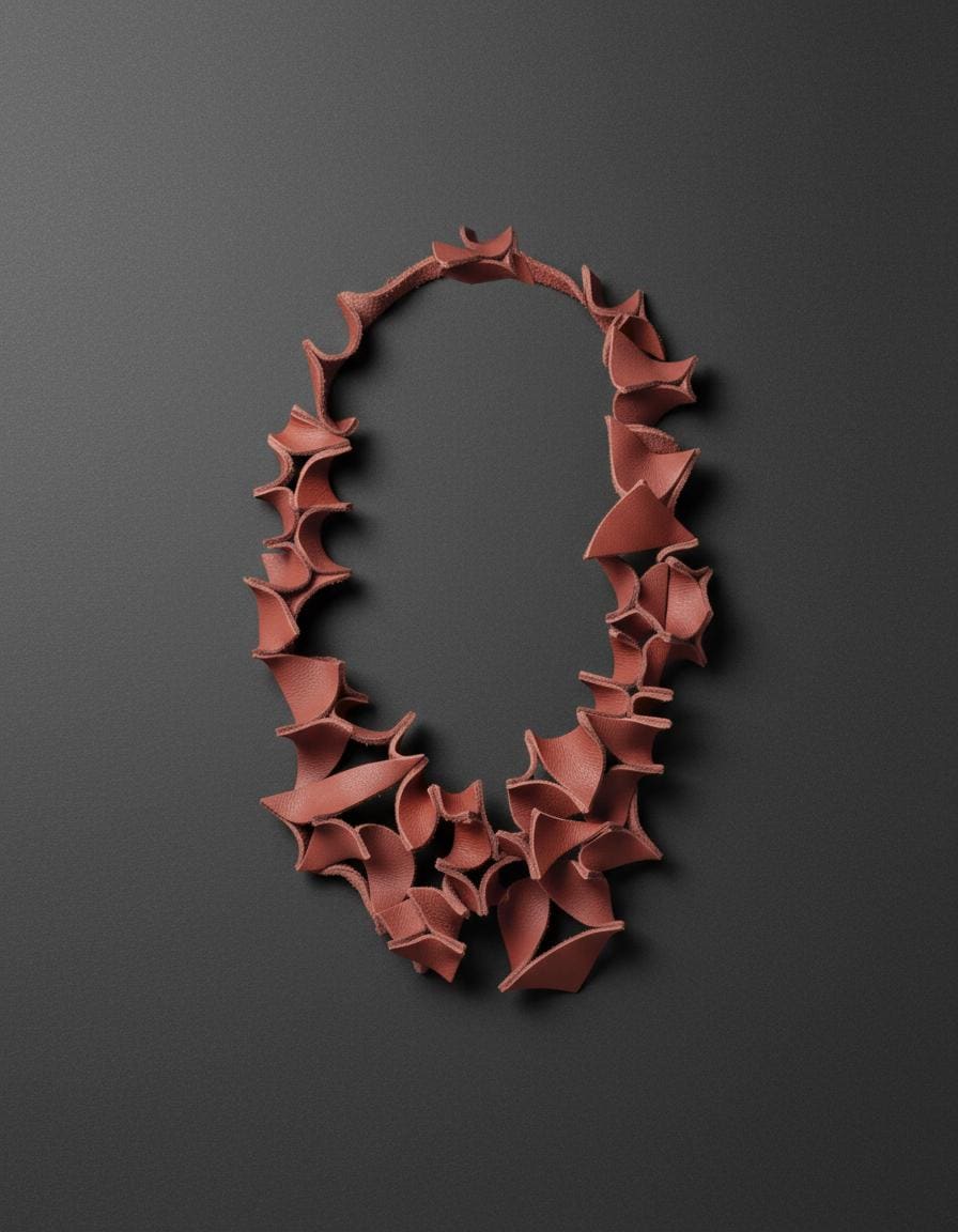 Collier en cuire « Pétales » - handmade PLA bioplastic necklace - Miette jewelry