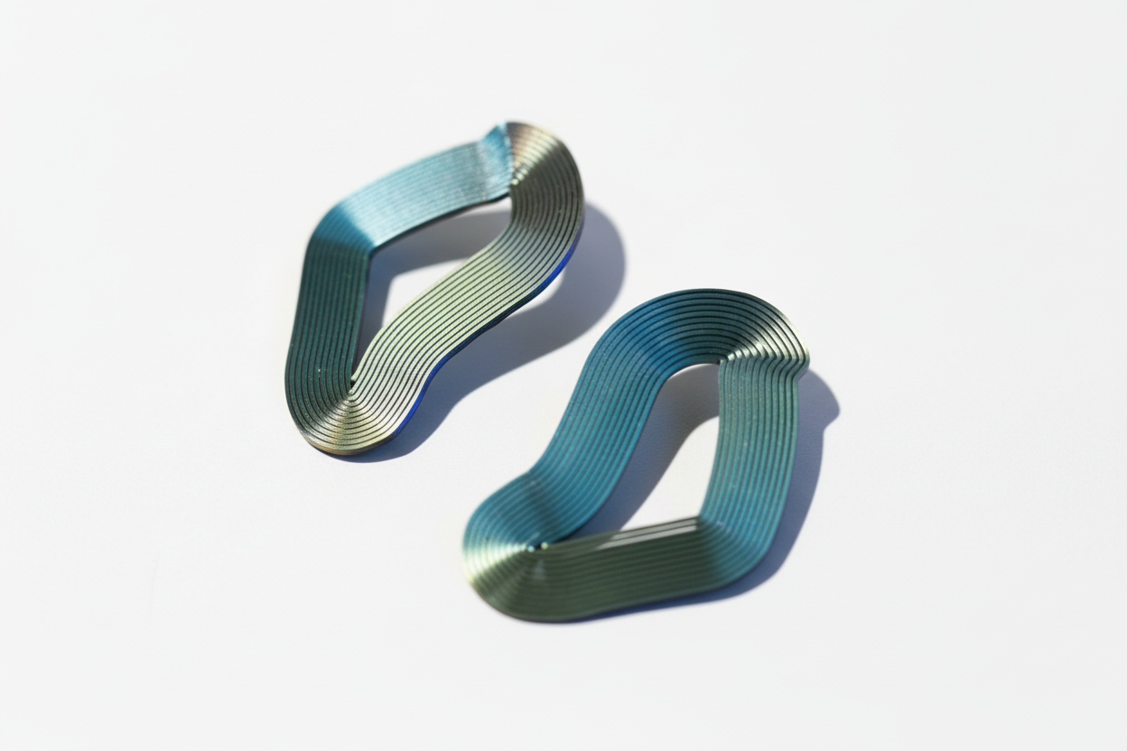 Boucles d'oreilles « Linéaires » Inspiration Bauhaus - handmade PLA bioplastic earrings - Miette jewelry