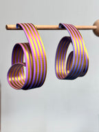 original light hoop earrings rainbow and gold and silver sculptural earrings by Mietet