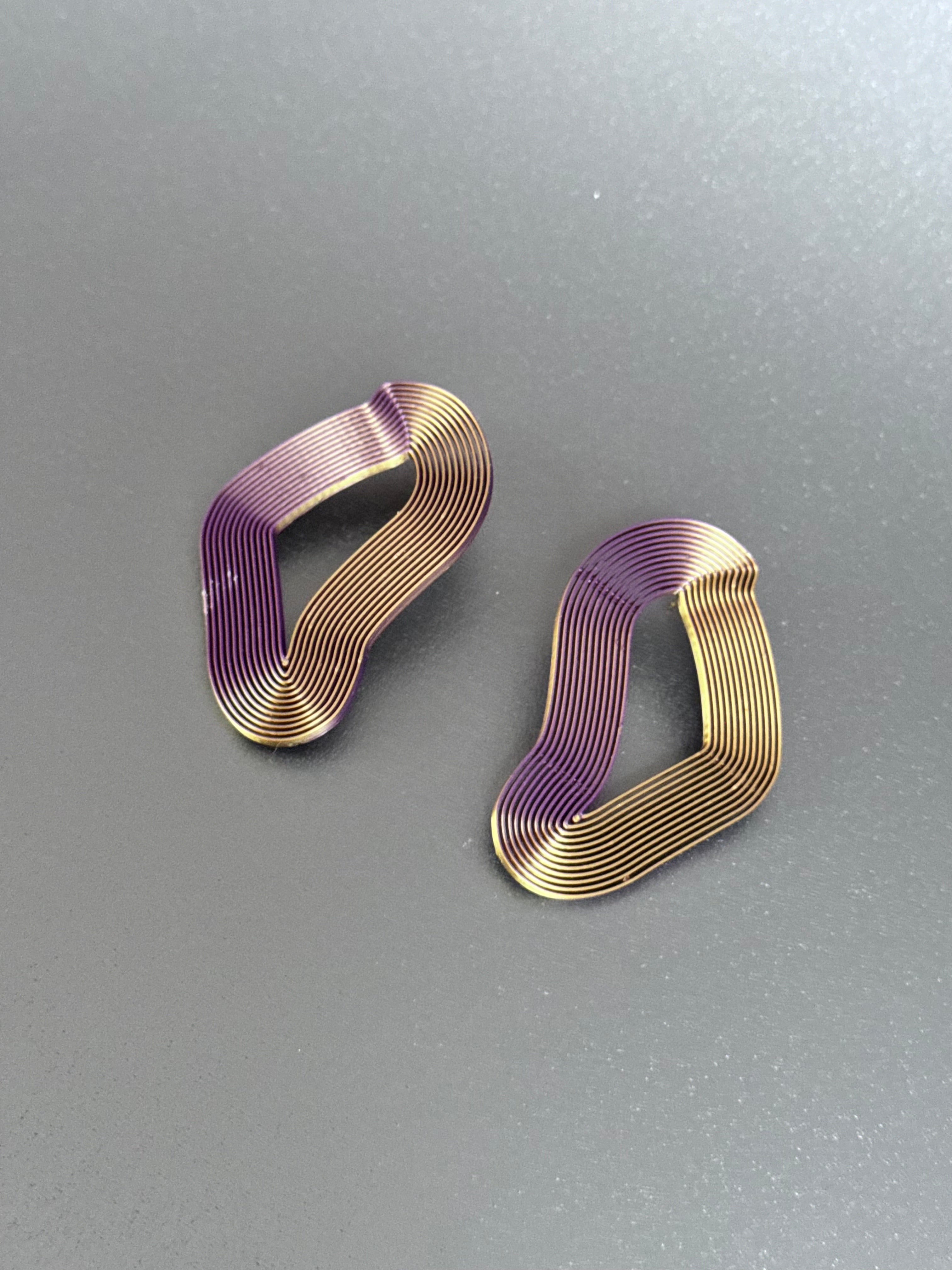 unique earrings from miette gold and violet
