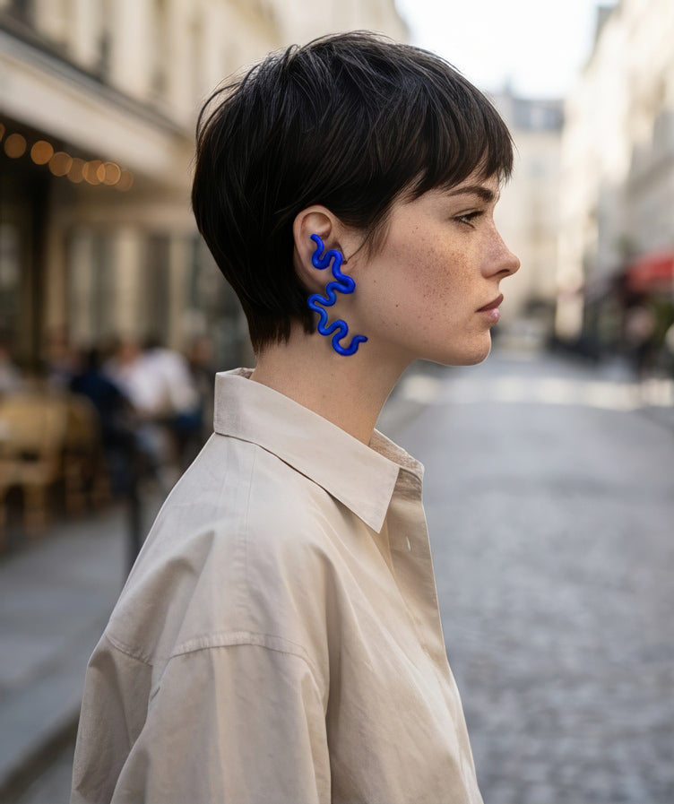 l-art earrings miette lines blue